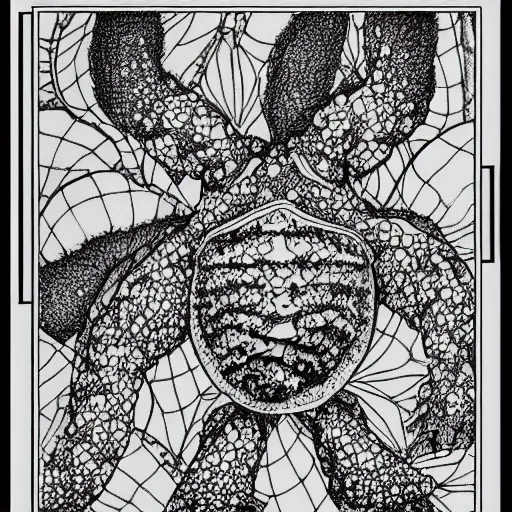 Image similar to botanical technical drawing of a toad samurai :: Cottage core :: fine detailed :: line art :: lithography :: ink detail and color