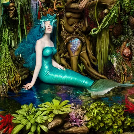 a underwater mythological scene of a mermaid being | Stable Diffusion ...