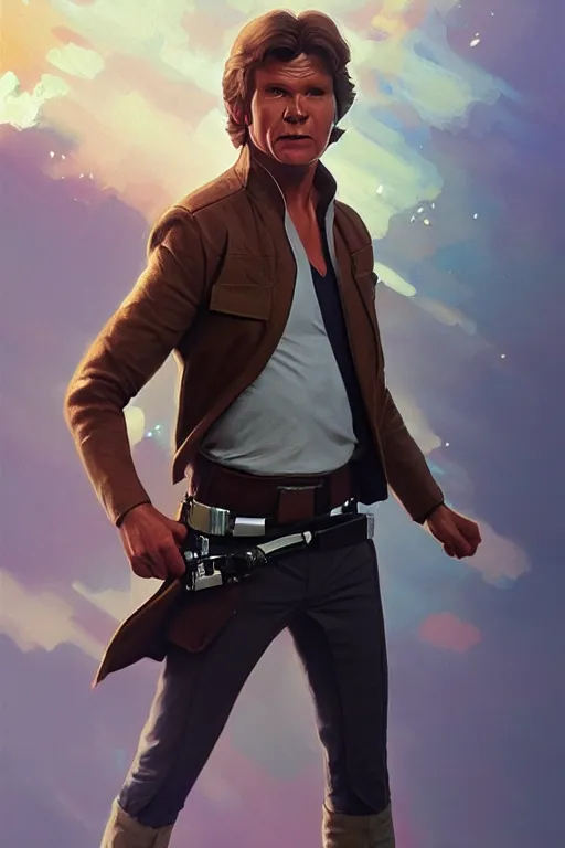 Prompt: han solo, action figurine toy, vaporwave, highly detailed, digital painting, artstation, concept art, smooth, sharp focus, illustration, art by artgerm and greg rutkowski and alphonse mucha