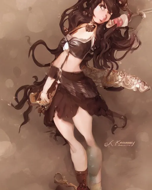 Prompt: a ( girl as personification of chocolate cupcake ), fantasy bakery, digital art by krenz cushart, laurie greasly, intricate, highly detailed, sharp focus, smooth, epic composition, joyful, unreal engine