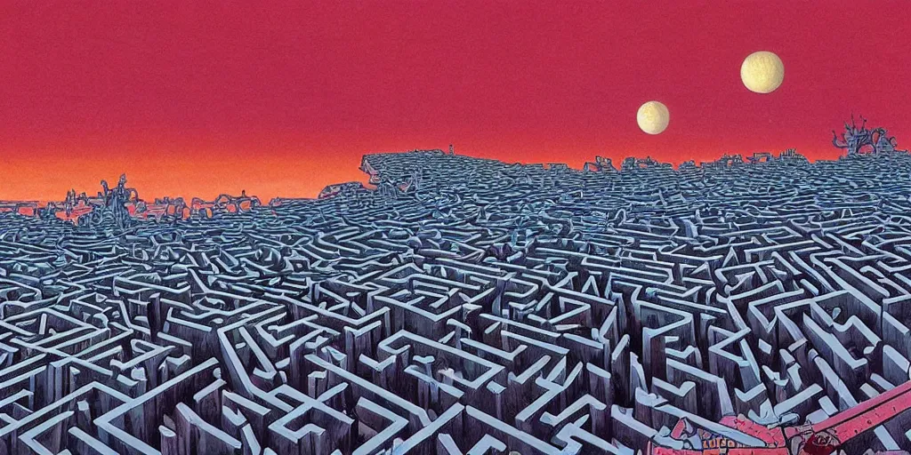 Image similar to the grand landscape of the endless scifi maze, art by kotaro chiba