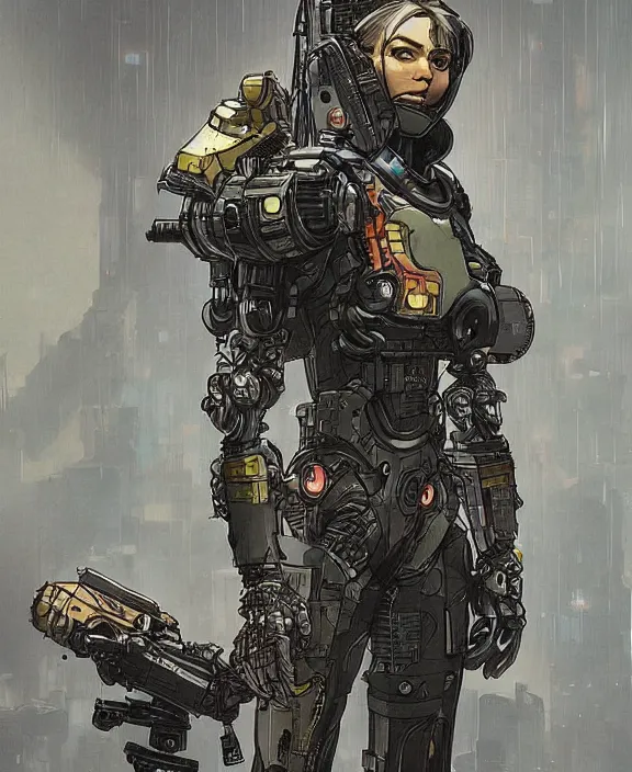 Image similar to cyberpunk pathfinder robot from apex legends character portrait, portrait by james gurney and laurie greasley and yoji shinkawa, concept art, intricate details, highly detailed, vintage sci - fi