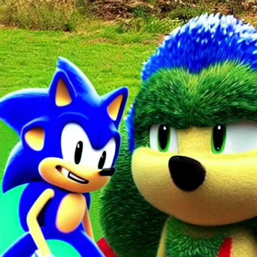 Image similar to a bush with sonic the hedgehog in it