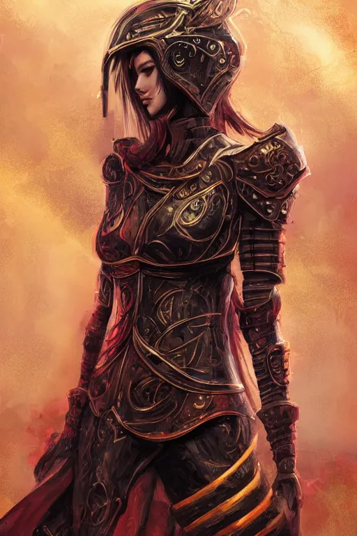 Image similar to portrait evilly knights of Zodiac girl, black and red reflected armor, in ruined Agora of Athens moon night and fire and heavy raindrop, ssci-fi, fantasy, intricate, very very beautiful, elegant, golden light, highly detailed, digital painting, artstation, concept art, smooth, sharp focus, illustration, art by tian zi and WLOP and alphonse mucha