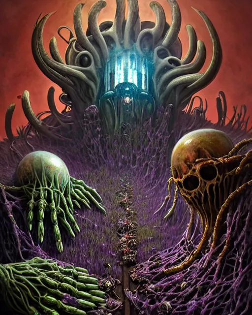 Image similar to the platonic ideal of flowers, rotting, insects and praying of cletus kasady carnage thanos dementor wild hunt chtulu mandelbulb schpongle doctor doom bioshock xenomorph akira, ego death, decay, dmt, psilocybin, concept art by randy vargas and zdzisław beksinski