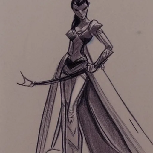 Image similar to milt kahl sketch of victoria justice as princess padme from star wars episode 3