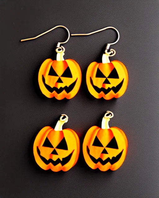 Image similar to spooky jack'o'lantern, 2 d lasercut earrings,