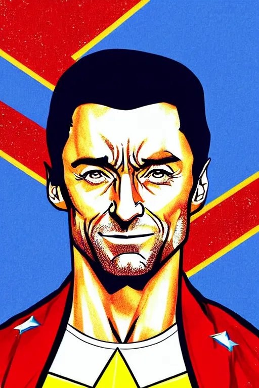 Prompt: Hugh Jackman as Captain Marvel high quality digital painting in the style of James Jean