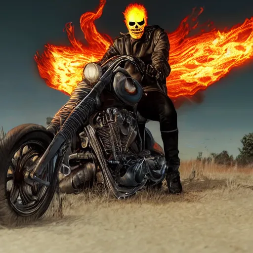 Image similar to Ghost rider In The Walking Dead 4K quality photorealism