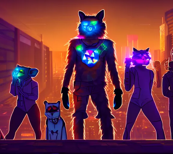 Image similar to high - resolution photograph from a cyberpunk era furry fandom convention ( midwest furfest 2 0 4 7 ), taking place after the genetic revolution and quantum singularity. photorealistic.