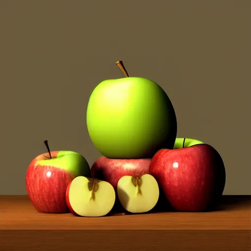 Image similar to Apofiss, still life of an apple, by Calarts and Apofiss, volumetric lighting, by Apofiss