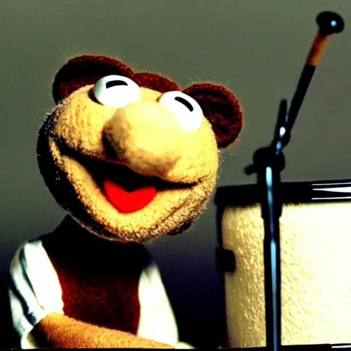 Prompt: !dream Phil Collins as a Muppet, playing drums,