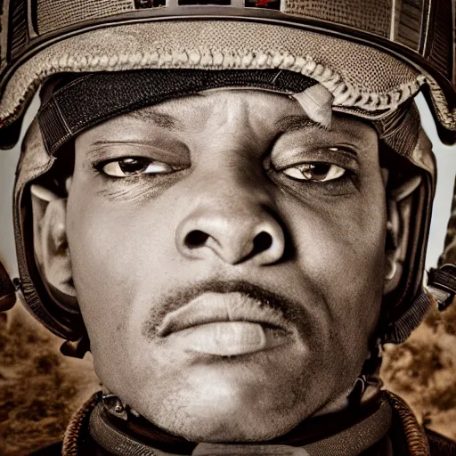 Prompt: general armstrong in a rap album cover, highly detailed portrait photography, epic, cinematic