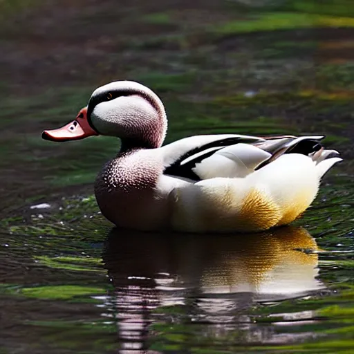 Image similar to a bald headed duck, with chicks, photo