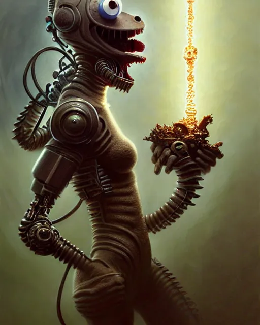 Image similar to kake beckinsale as a cyborg cookie monster fantasy character portrait, ultra realistic, wide angle, intricate details, blade runner artifacts, highly detailed by peter mohrbacher, boris vallejo, hajime sorayama aaron horkey, gaston bussiere, craig mullins