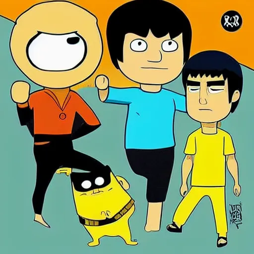 Image similar to Bruce Lee in the style of Adventure Time