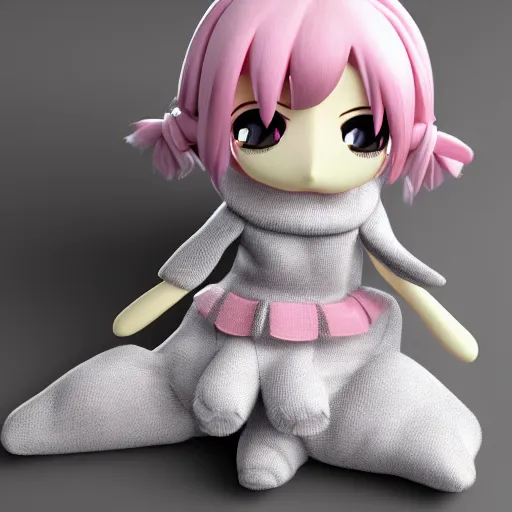 Prompt: cute fumo plush of a girl who is just about fed up with your shit, black and white and pink, vray