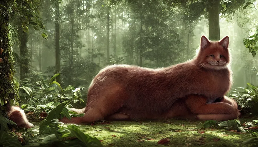 Prompt: lovely furry creature who made a sofa from avocado in the summer forest, by ilya kuvshinov, rtx rendering, octane render 1 2 8 k, maya, extreme high intricate details by tom bagshaw, medium shot, close up shot, composition by sana takeda, lighting by greg rutkowski