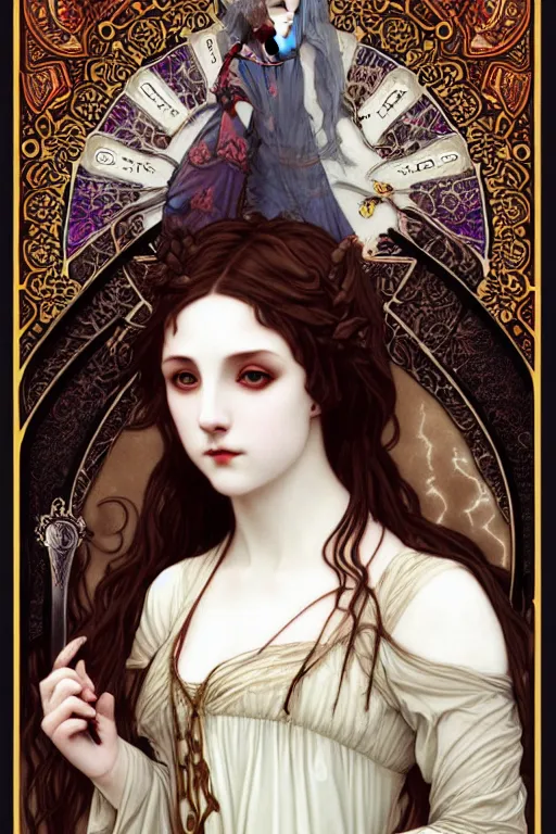 Image similar to majestic gothic vampire porcelain skin girl movie poster, art style by edmund leighton, artgerm, alphonse mucha, graffiti street art, iconic, masterpiece, organic painting, hard edges, ornate and hyper detailed