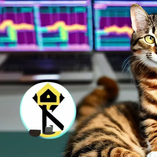 Image similar to photo of anthropomorphic cat trading stocks