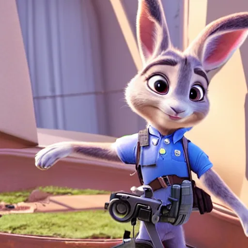 Image similar to judy hopps of zootopia controls the drone