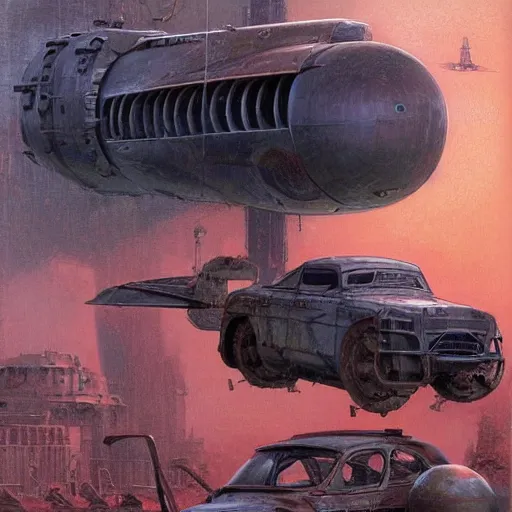 Prompt: ussr, soviet, rusty, car izh 2 1 2 5!!! as a realistic scifi spaceship!!!, floating in space, thrusters placed instead of wheels!!, wide angle shot art by donato giancola and greg rutkowski, vintage retro scifi, realistic space, digital art, trending on artstation, symmetry!!!
