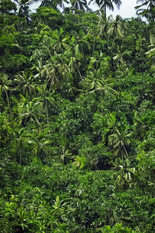 Image similar to abandoned sri lankan city, overgrown greenery, photograph