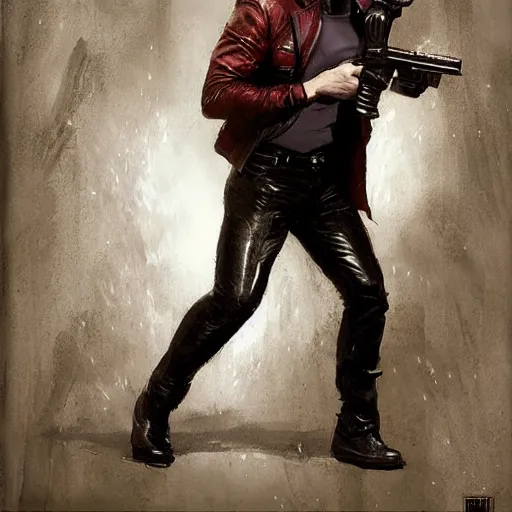 Image similar to anthony starr as wesker, full body, dynamic pose, painted by greg rutkowski