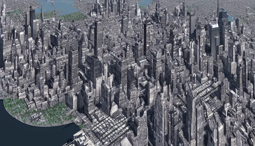 Prompt: New York City without Hudson River, hyperdetailed, artstation, cgsociety, 8k