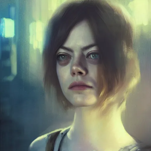 Prompt: emma stone, hyperrealistic portrait, bladerunner street the art of elysium by jeremy mann, fantasy art, photo realistic, dynamic lighting, artstation, poster, volumetric lighting, very detailed faces, 4 k, award winning