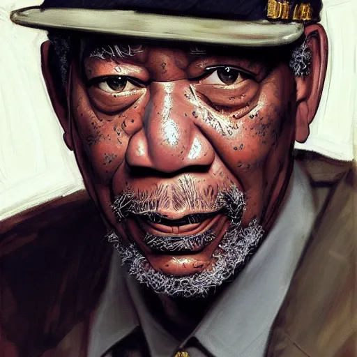 Prompt: Morgan Freeman as a soldier, closeup character art by Donato Giancola, Craig Mullins, digital art, trending on artstation