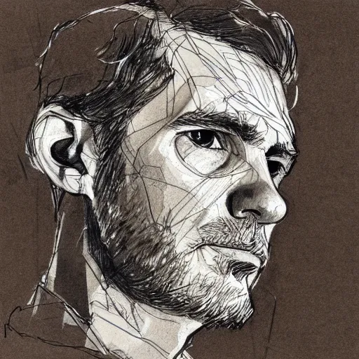 Image similar to a realistic yet scraggly portrait sketch of the side profile of a stern and sophisticated jonny greenwood, trending on artstation, intricate details, in the style of frank auerbach, in the style of sergio aragones, in the style of martin ansin, in the style of david aja, in the style of mattias adolfsson