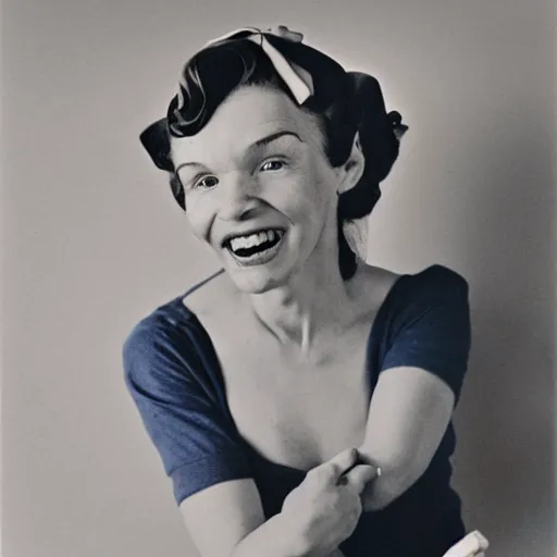 Prompt: a photograph of Rosie the riveter by Annie Leipovitz