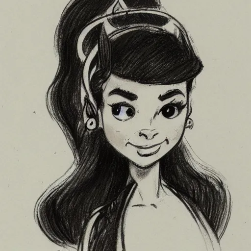 Image similar to milt kahl sketch of a cuban girl who looks like a squirrel as princess padme in star wars episode 3