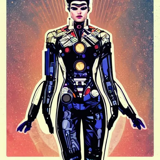 Image similar to portrait of a female android, by MARVEL comics and Sandra Chevrier