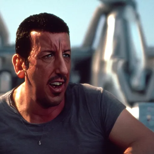 Prompt: adam sandler starting in the terminator movie, movie still, 8 k