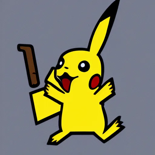 Image similar to pikachu smokes to the mouth snickers high detail picture