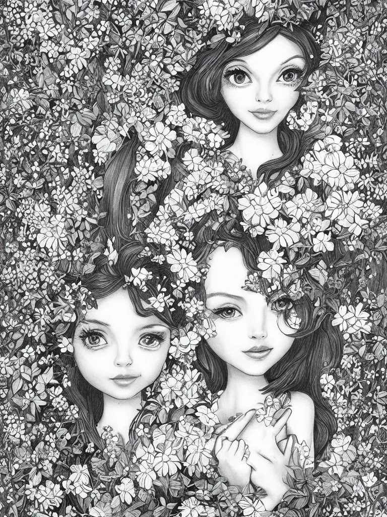 Small Flowers Drawing Fairy Sharp and Hyper Realistic · Creative Fabrica