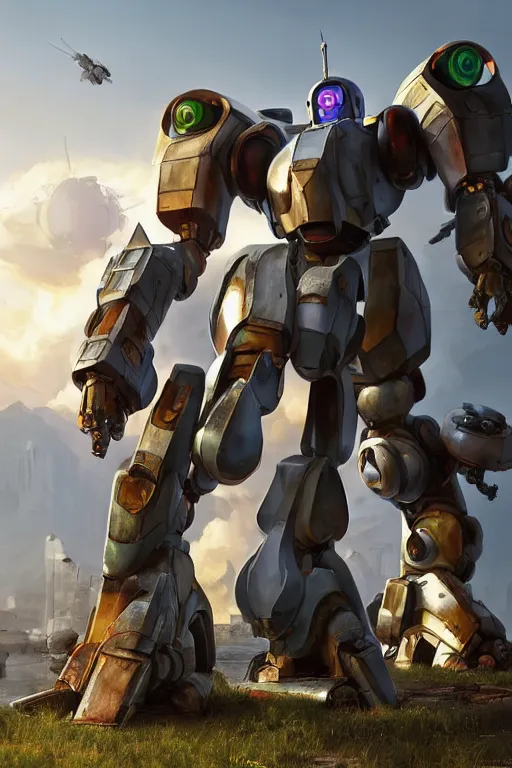 Image similar to mechwarrior 5 : mercenaries mech megaman transformer robot boss tank engine game octane render, 4 k, hd 2 0 2 2 3 d cgi rtx hdr style chrome reflexion glow fanart, global illumination ray tracing hdr fanart arstation by ian pesty by jesper ejsing pixar and disney unreal zbrush central hardmesh