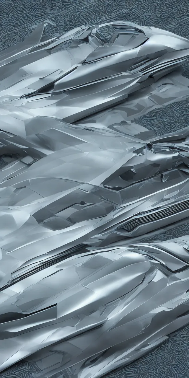 Prompt: A seamless pattern of a futuristic sci-fi concept car by zaha hadid ash thorp khyzyl saleem, futuristic car, Daniel Simon design in the blade runner 2049 film, large patterns, keyshot product render, plastic ceramic material, shiny gloss water reflections, High Contrast, metallic polished surfaces, seamless pattern, white , grey, black and aqua colors, Octane render in Maya and houdini, vray, ultra high detail ultra realism, unreal engine, 4k in plastic dark tilt shift