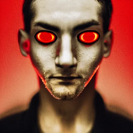 Image similar to a man with red glowing eyes