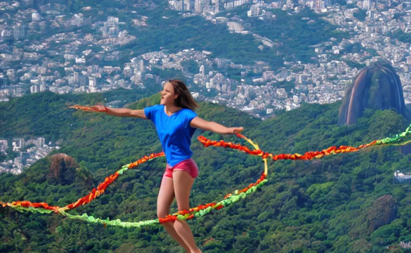 Prompt: christ the redeemer hula - hooping