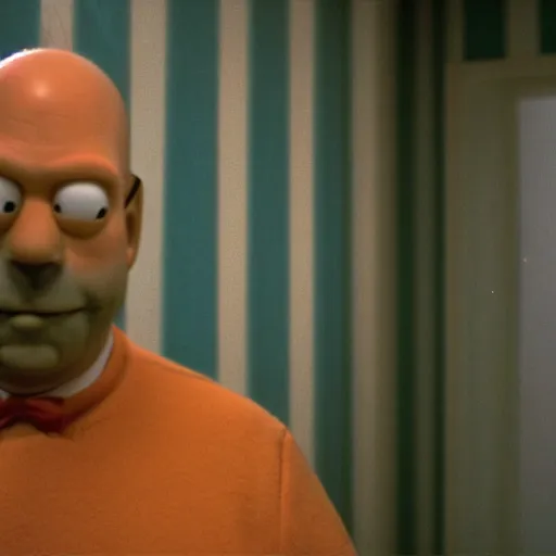 Prompt: homer simpson in a scene from the shining, 7 0 mm zeiss prime lens,