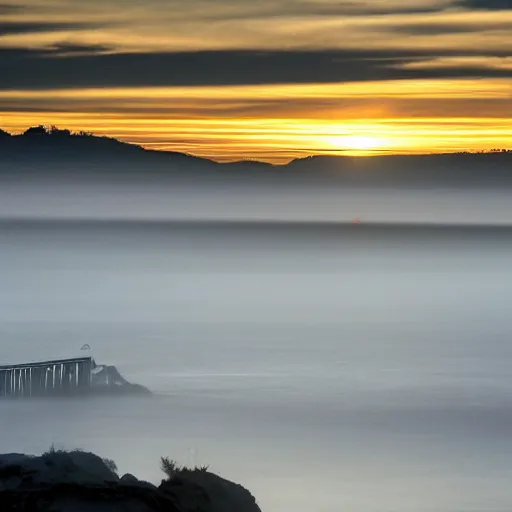 Prompt: !dream Early evening has set in. California's noncommital sun shrugs through the haze. If Midwest evenings boast a lush act of violence thrown against the sky, this so-called golden state treats its day-ends with the frugality of divorce. Dips out, aloof.