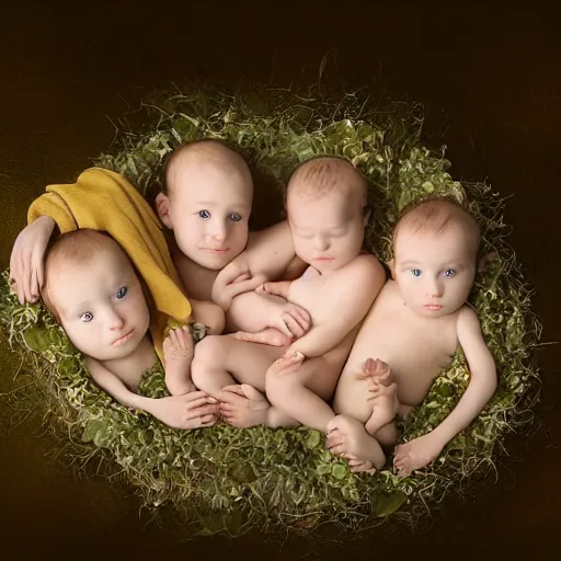 Prompt: photo of baby knights of the round table, by anne geddes, 4 k, very detailed