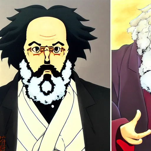 Image similar to beautiful amazing anime portrait painting of karl marx by hayao miyazaki, katsuhiro otomo, akira toriyama, satoshi kon, eiichiro oda, hideaki anno