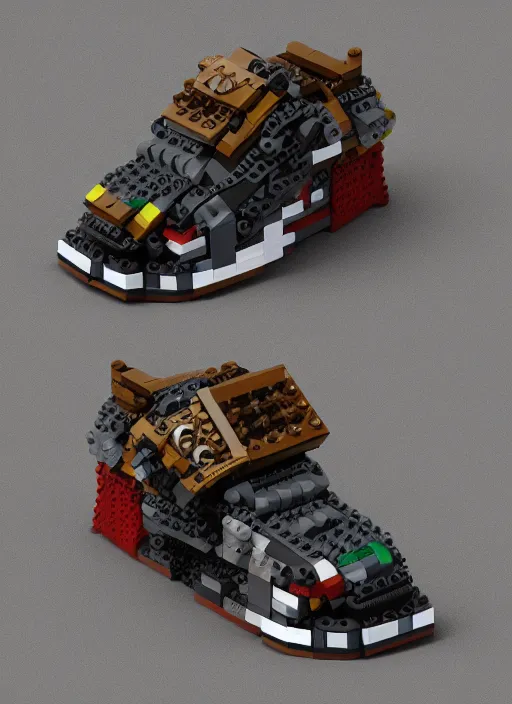 Image similar to sneaker made out of lego, steampunk, sculpture, cinema 4 d, octane render