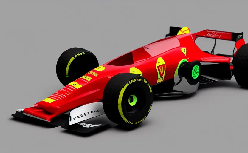 Image similar to retro futuristic ferrari formula 1 car inspired by f 1 2 0 2 1 concept and ferrari 6 4 3, modeled in blender, rendered with octane,