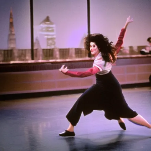 Prompt: elaine from seinfeld dancing cinematic 3 5 mm hdr