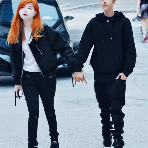 Prompt: justin bieber holding hands with Dahyun